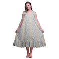 thumbnail image 1 of Bimba Chemises de Nuit en Coton Gris Pâle à 2 Feuilles et Fleurs Imprimées pour Femmes, Robe Sans Manches, Tenue de Nuit, Robe Maxi, Petit, 1 of 6