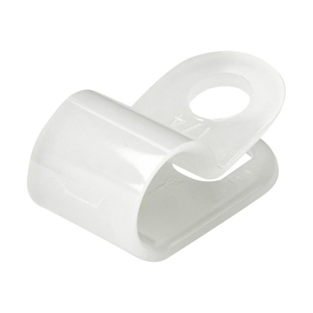 StarTech.com 100 Pack Screw Mount Cable Clamps, Medium 6.35mm Bundle Cable Fastener/Holder, R-Type Single Reusable Nylon Clip, Screw Down Ethernet Cord Management Clamp, UL/94V-2 Rated TAA - Nylon 66 Plastic - TAA (CBMSDCC2) - Cable organizer clamp - white - TAA Compliant (pack of 100)