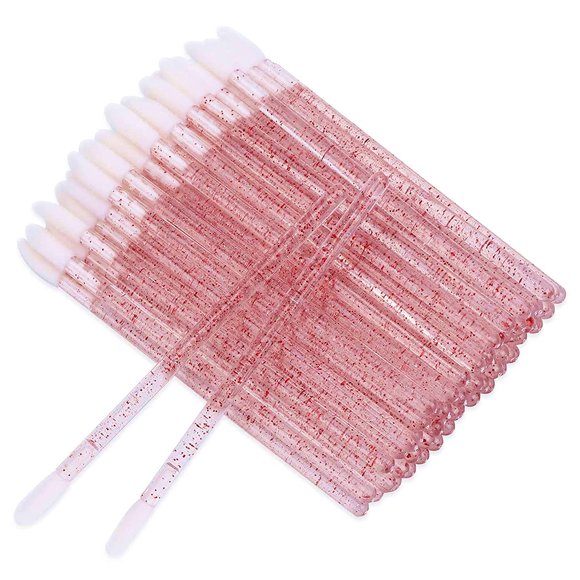 200 Pieces Disposable Lip Brushes Lip Gloss Applicators Make Up Brush Lipstick Wands Makeup Applicators - Red