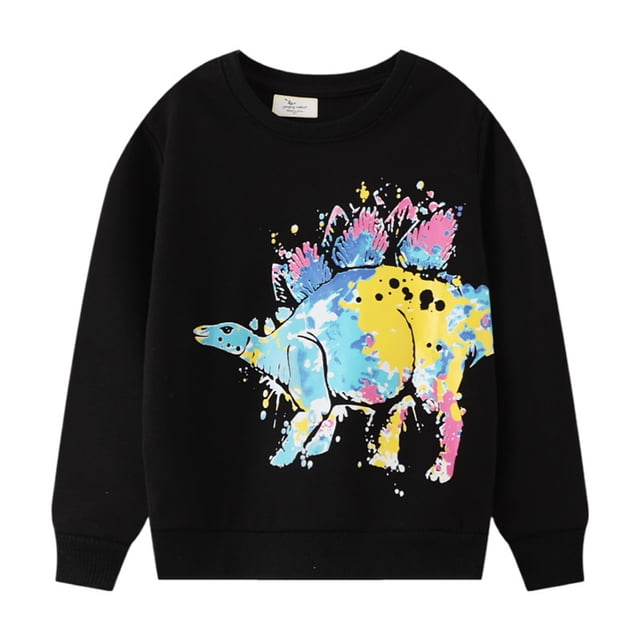 Chandail Molletonné à Col Rond en Coton à Manches Longues pour Petits Garçons, Dinosaures, Chandail Molletonné Décontracté à Motif de Dessin Animé