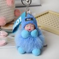 thumbnail image 2 of Kcodviy Sleeping for Babies Suitable Woman Lanyard Pendants Car Keychain Wrist Holder for Keys Pompon with Sleeping Furry Wallet Women with Key Ring Keychains Or Keychains, 2 of 2