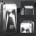 thumbnail image 5 of Iumwxz Rasoir Électrique pour Hommes 2 en 1 Tête Multifonctionnelle Barbe Double Lame Alternante 3 Vitesses Affichage LED Humide Sec Facile à Nettoyer Portable 1 Ensemble Argent, 5 of 5