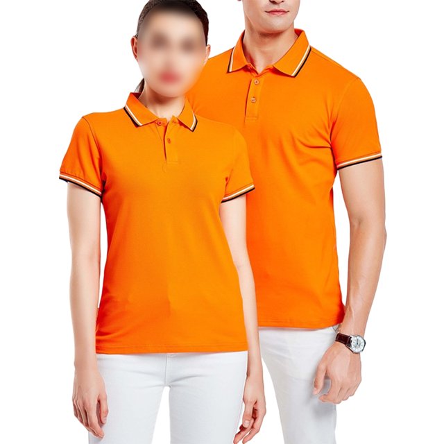 Innerwin Shirt Solid Color V Neck Males Top Everyday Lapel Collared Polo Soft Orange (2099) L