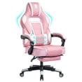 thumbnail image 1 of Massage Gaming Chair High Back PU Leather PC Racing Computer Desk Office Swivel Recliner with Retractable Footrest and Adjustable Lumbar Support, Black, 1 of 1