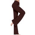 thumbnail image 1 of CFLVAEK Modal Crossover Yoga Pants Women Tummy Control with Drawstring Athletic Solid Wide Leg Jogger Pant Stretch Mid Rise Jogging Trousers Casual Full Length Lounge Flare Leggings Brown XL, 1 of 6