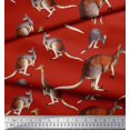 thumbnail image 3 of Soimoi Tissu Crêpe polyester Rouge Imprimé Animal Girafe & Kangaroo au Mètre 42 Pouces de Large, 3 of 3
