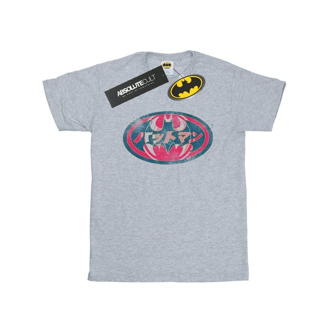 DC Comics T-Shirt Boyfriend en Coton Rouge Logo Japonais Batman pour Femmes