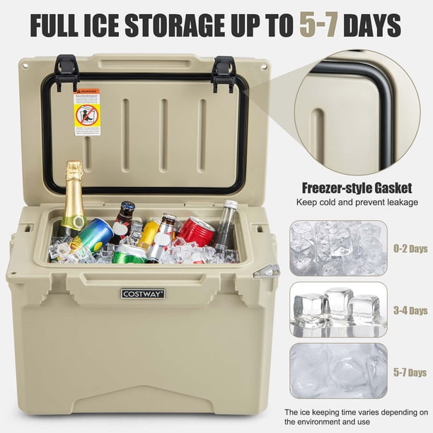 Costway 25 QT Portable Cooler Rotomolded Ice Chest Insulated Ice