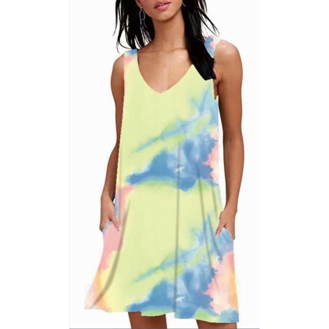 Robes T-Shirt Décontractées d'Été pour Femmes, Sortie de Plage, Robe Débardeur Plissée Unie