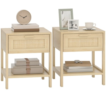 HOMCOM Ensemble de 2 Tables de Chevet, avec Tiroir et Tablette de Rangement