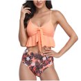 thumbnail image 1 of RKSTN Tankini Set for Women Swimsuits Ruffled High Waisted Tummy Control Knot Adjustable Straps Backless Bathing Suits, 1 of 8