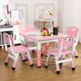 thumbnail image 2 of Kids Table and Chairs Set, Height Adjustable Kids Desk with 4 Chairs for Ages 2-10, Multi-Activity Kids Arts Table with Graffiti Desktop and Non-Slip Legs for Classrooms Daycares Home, 2 of 6