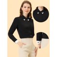 thumbnail image 2 of INSPIRE CHIC Chemisier Femme à Col Pointu Boutonné Manches Longues Bureau Décontracté Noir m, 2 of 4