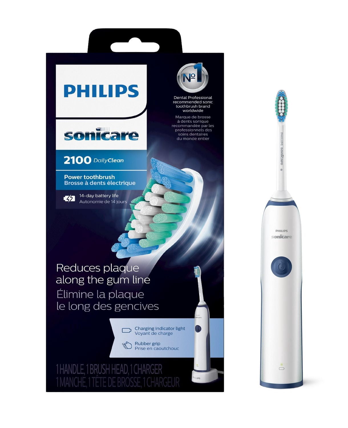 Philips Sonicare DailyClean 2100 Plaque Rechargeable Electric Toothbrush, HX3211/62