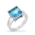 thumbnail image 1 of Precious Stars R07595R-S32-08 Precious Stars Silvertone Princess-Cut Aqua Cubic Zirconia Ring, 1 of 1