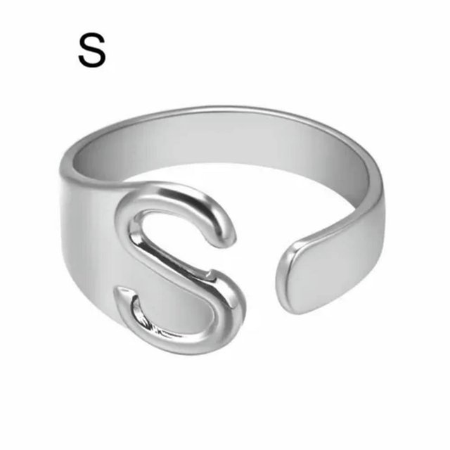 CUITING Bague Mode Ajustable Initiale Alphabet Lettre A-Z Bagues pour Femmes Bijoux-Argent C