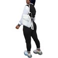 thumbnail image 2 of Tenues d'Entraînement 2 Pcs pour Femmes Vestes Patchwork à Boutons Pantalons Longs Bodycon Survêtement, 2 of 4