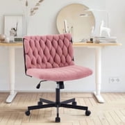 Criss Cross Chair with Wheels, Wide Seat Home Office Chair, Armless Vanity Chair, Modern Cross - Legged Swivel Chair for Home Office