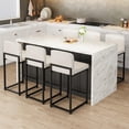 thumbnail image 2 of BeesClover Bar Stools Set of 2, Modern Counter Height Bar Stools with Back and Footrest, Faux Leather Upholstered Barstools Chairs for Kitchen Island Dining Room Bar, 2 of 9