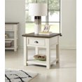thumbnail image 2 of Martin Svensson Home Solid Wood End Table, Cream White with Brown Top, 2 of 2