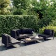 thumbnail image 1 of vidaXL 5 Piece Garden Lounge Set with Cushions Poly Rattan Dark Grey, 1 of 5