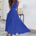 thumbnail image 5 of AherBiu Formal Dresses for Women Sleeveless Deep V Neck Ruched Flowy Evening Party Cocktail Maxi Dress, 5 of 5
