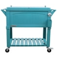 thumbnail image 1 of Glacière de patio roulante style antique Permasteel – 80 Qt / capacité de 110 Canettes – Acier peint par poudrage – Sarcelle, 1 of 8