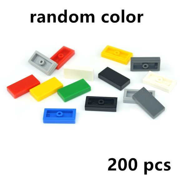 200 Pcs Tuiles Plates MOC 3069 Accessoires Panneau Lisse 1x2 Pièces d'Assemblage Blocs de Construction Minces Jouets Éducatifs Marque Compatible Couleur Aléatoire 200 Pcs