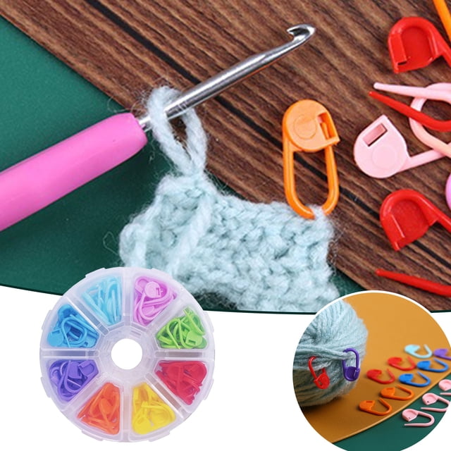 Ensemble de Marqueurs de Comptoir pour Tricot et de Pinces Verrouillables avec Rangement pour Projets de Crochet. Comprend 104 Pcs Telles Que des Marqueurs Colorés, des Pinces Verrouillables et une Aiguille pour Outils de Tricot et Accessoires de Crochet. Comprend un Paquet de Rangement transparent à 8 Cases pour l'Organisation et la Portabilité. Idéal pour des Projets DIY comme des Chandails, Foulards, Couvertures et Tuques.