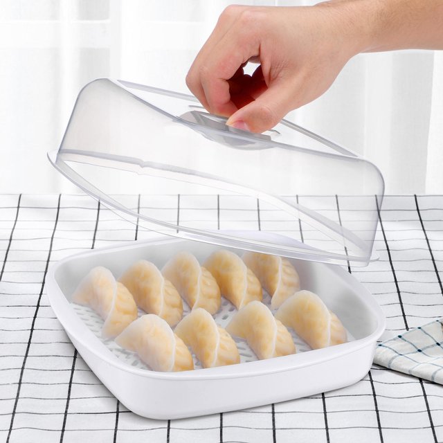 AURARMLET Microwave Vegetable Steamer Dumpling Steamer Basket PP Refrigerator Compatible White 1Set