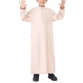 thumbnail image 1 of Boys' Lightweight Muslim Robe - Breathable Arab Middle Eastern Thobe with Pockets, Zip-Up Loungewear for Summer, 1 of 9