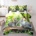 thumbnail image 1 of Rabbit 7 Piece Comforter Set Full Bed In A Bag,Tree Branch Bedding Sets Green Grass Sheet Set With Comforter,Wild Animals Bed Set, 1 of 5