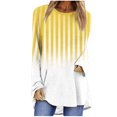 thumbnail image 2 of Styesk Chandails à Manches Longues pour Femmes Grande Taille Tendance Chemise Rayée Ample Col Rond Chandail Tunique Hauts Décontractés Dégradé Doux Léger Chandail, 2 of 5