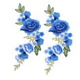thumbnail image 2 of Applique en Tissu, 2 Pcs Patch Fleur Bleu Patch Broderie Couture Performance Finement Réglée, 2 of 14