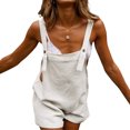 thumbnail image 1 of Fortune Women Short Overalls Solid Color Square Collar Loose Playsuits Sleeveless Rompers, 1 of 4