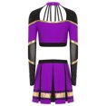 thumbnail image 4 of iiniim Costume de Pom-Pom Girl pour Femmes Uniforme de Cheerleading 2 Pcs Tenue Robe Crop Top avec Jupe Mini Plissée Violet G, 4 of 5