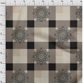 thumbnail image 4 of oneOone Cotton Poplin Light Brown Fabric Asian Block With Check Craft Projects Decor Fabric Printed By The Yard 56 Inch Wide, 4 of 4