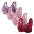thumbnail image 1 of LOVZFMLL Bras for Women 4pc Woman's Comfortable Lace Breathable Bra Underwear No Rims Purple L, 1 of 3