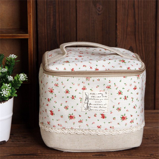 Meiiso Clearance Sales Today Deals Prime! Cosmetic Bag, Cotton Waterproof Portable Cooler Bag Lunch Bag Handheld Zipper Bag Cotton Storage Bag Cute, Home Textile Storage, 1*Cosmetic Bag