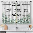 thumbnail image 1 of Country Eucalyptus Leaves Kitchen Curtains - Plant Farmhouse Rustic Botanical Short Cafe Tier Curtains Decor for Living Dining Room Rod Pocket Window Drapes 24 Inch Length 2 Panels 28"x24", 1 of 5
