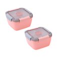 thumbnail image 1 of Oleegame 2PC Stainless Steel Cutlery Set Box Container With Dressing Container 3 Compartments Box To Go For And Snacks Lunch Box Microwave Heating For School Pink, 1 of 4