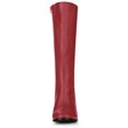 thumbnail image 3 of Unique Bargains Bottes à Talons Blocs Hauteur Genou à Bout Rond à Fermeture Éclair pour Femme Rouge 6 M US, 3 of 7