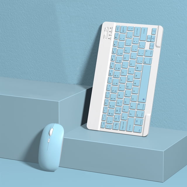 COFEST Bluetooth Keyboard & Mouse Portable BT Wireless Keyboard & Mouse for android Windows PC Tablet Light Blue