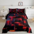thumbnail image 1 of YST Neon Red and Black Twin Comforter Set for Boys Girls,3D Checkered Geometric Bedding Set,Abstract Square Grid Comforter Set Lightweight Soft,Glowing Geometry Quilt Bed Set 2Pcs, 1 of 5
