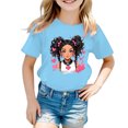 thumbnail image 1 of MEZZALL T-Shirt Graphique Mignon pour Fille, Col Rond, Manches Courtes, Tee d'Été Décontracté, T-Shirts Hauts, Bleu, 5-6 Ans, 1 of 5