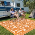 thumbnail image 3 of Garvee 9'x12' Outdoor Rug Waterproof Floral Camping Carpet, Reversible Plastic Straw Rug Outdoor Rug for Patio RV Balcony Backyard, Orange, 3 of 6