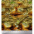 thumbnail image 1 of Soimoi Gold Georgette Viscose Fabric Leopard & Tiger Animal Skin Print Fabric by Yard 44 Inch Wide, 1 of 3