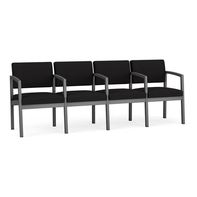 Lenox Steel Reception Waiting Room 4 Seats Chair / Charcoal Steel / Black