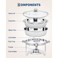 thumbnail image 3 of Ensemble de 4 Plats Ronds de 5 Qt en Acier Inoxydable de Haute Qualité pour Buffet – Réchaud Alimentaire Durable avec Couvercle en Verre, Support et Plateau d'Égouttement – Idéal pour Traiteur, Fêtes, Mariages et Banquets, 3 of 7
