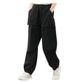 thumbnail image 1 of Timegard Pantalon en Coton et Lin pour Femmes, Taille Élastique, Bas Resserré, Pantalon Court Décontracté d'Été avec Poches, 1 of 5